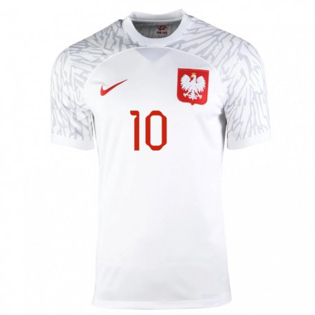 Kandiny Niño Camiseta Polonia Grzegorz Krychowiak #10 Blanco 1ª Equipación 22-24 La Camisa Chile