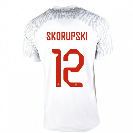 Kandiny Niño Camiseta Polonia Lukasz Skorupski #12 Blanco 1ª Equipación 22-24 La Camisa Chile