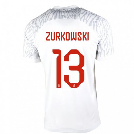 Kandiny Niño Camiseta Polonia Szymon Zurkowski #13 Blanco 1ª Equipación 22-24 La Camisa Chile