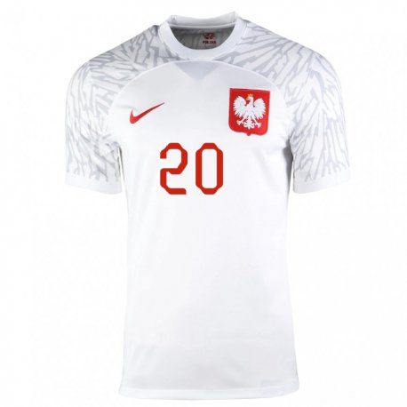 Kandiny Niño Camiseta Polonia Piotr Zielinski #20 Blanco 1ª Equipación 22-24 La Camisa Chile