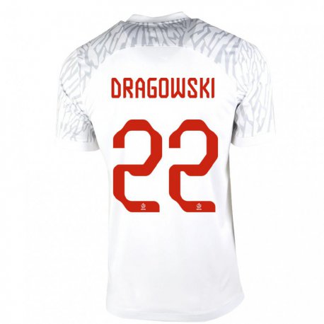Kandiny Niño Camiseta Polonia Bartlomiej Dragowski #22 Blanco 1ª Equipación 22-24 La Camisa Chile
