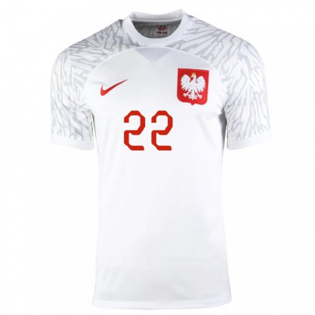 Kandiny Niño Camiseta Polonia Bartlomiej Dragowski #22 Blanco 1ª Equipación 22-24 La Camisa Chile