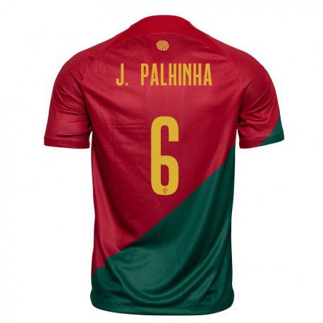 Kandiny Niño Camiseta Portugal Joao Palhinha #6 Rojo Verde 1ª Equipación 22-24 La Camisa Chile
