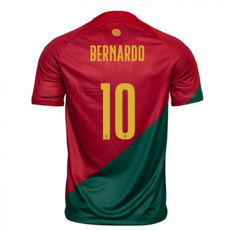 Kandiny Niño Camiseta Portugal Bernardo Silva #10 Rojo Verde 1ª Equipación 22-24 La Camisa Chile