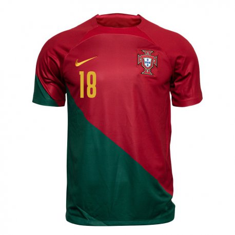 Kandiny Niño Camiseta Portugal Ruben Neves #18 Rojo Verde 1ª Equipación 22-24 La Camisa Chile
