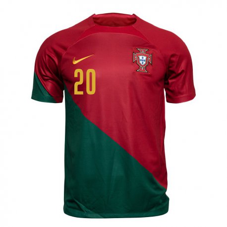Kandiny Niño Camiseta Portugal Joao Cancelo #20 Rojo Verde 1ª Equipación 22-24 La Camisa Chile