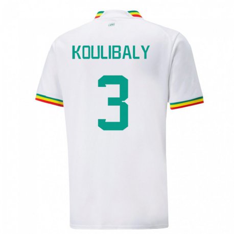 Kandiny Niño Camiseta Senegal Kalidou Koulibaly #3 Blanco 1ª Equipación 22-24 La Camisa Chile