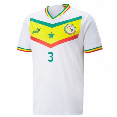 Kandiny Niño Camiseta Senegal Kalidou Koulibaly #3 Blanco 1ª Equipación 22-24 La Camisa Chile