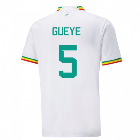 Kandiny Niño Camiseta Senegal Idrissa Gueye #5 Blanco 1ª Equipación 22-24 La Camisa Chile