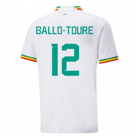 Kandiny Niño Camiseta Senegal Fode Ballo-toure #12 Blanco 1ª Equipación 22-24 La Camisa Chile