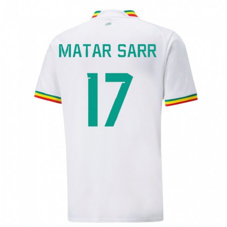 Kandiny Niño Camiseta Senegal Pape Matar Sarr #17 Blanco 1ª Equipación 22-24 La Camisa Chile