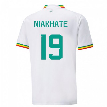 Kandiny Niño Camiseta Senegal Moussa Niakhate #19 Blanco 1ª Equipación 22-24 La Camisa Chile