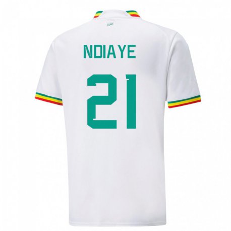 Kandiny Niño Camiseta Senegal Iliman Ndiaye #21 Blanco 1ª Equipación 22-24 La Camisa Chile
