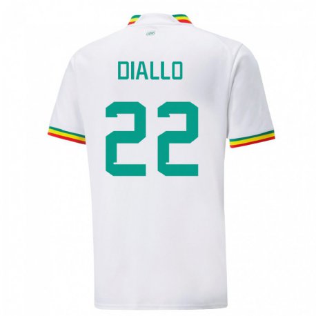 Kandiny Niño Camiseta Senegal Abdou Diallo #22 Blanco 1ª Equipación 22-24 La Camisa Chile