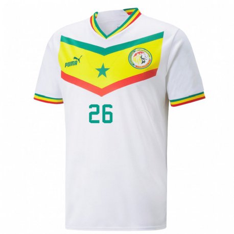 Kandiny Niño Camiseta Senegal Pape Gueye #26 Blanco 1ª Equipación 22-24 La Camisa Chile