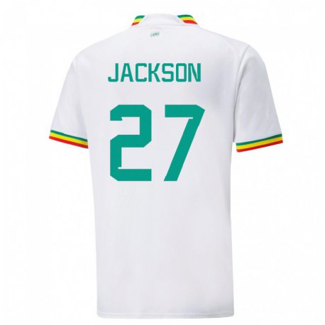 Kandiny Niño Camiseta Senegal Nicolas Jackson #27 Blanco 1ª Equipación 22-24 La Camisa Chile