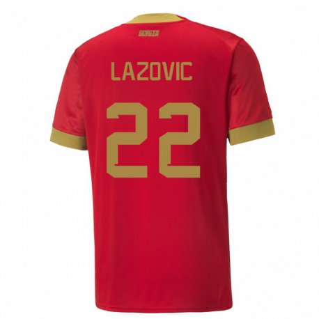Kandiny Niño Camiseta Serbia Darko Lazovic #22 Rojo 1ª Equipación 22-24 La Camisa Chile