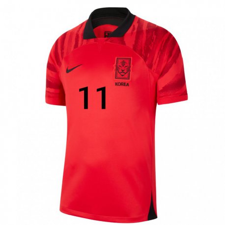 Kandiny Niño Camiseta Corea Del Sur Hee-chan Hwang #11 Rojo Volver 1ª Equipación 22-24 La Camisa Chile