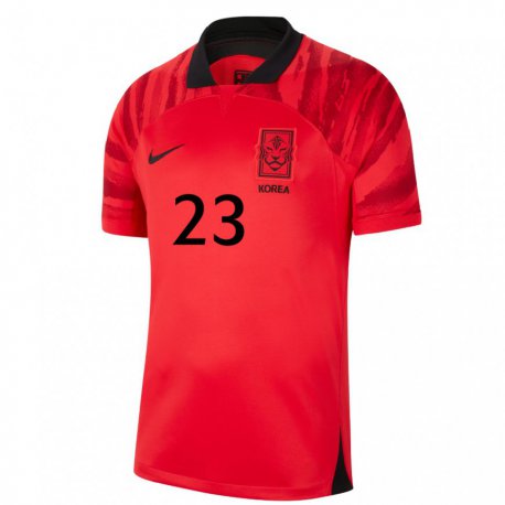 Kandiny Niño Camiseta Corea Del Sur Moon-hwan Kim #23 Rojo Volver 1ª Equipación 22-24 La Camisa Chile