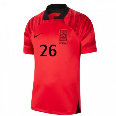 Kandiny Niño Camiseta Corea Del Sur Kang-in Lee #26 Rojo Volver 1ª Equipación 22-24 La Camisa Chile