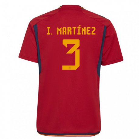Kandiny Niño Camiseta España Inigo Martinez #3 Rojo 1ª Equipación 22-24 La Camisa Chile
