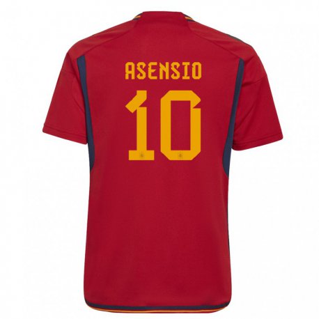 Kandiny Niño Camiseta España Marco Asensio #10 Rojo 1ª Equipación 22-24 La Camisa Chile