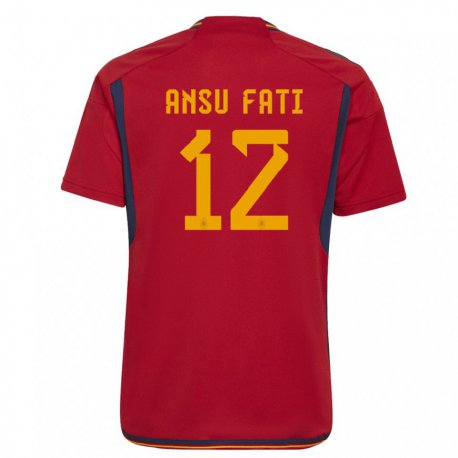 Kandiny Niño Camiseta España Ansu Fati #12 Rojo 1ª Equipación 22-24 La Camisa Chile