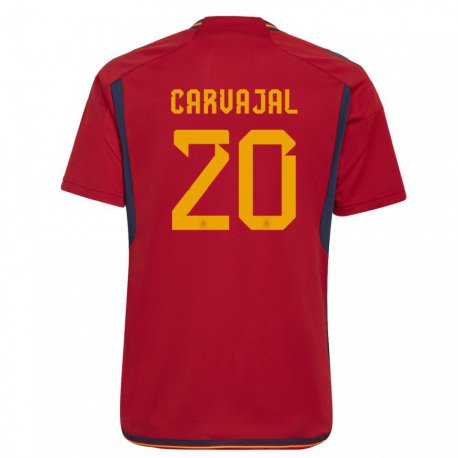 Kandiny Niño Camiseta España Daniel Carvajal #20 Rojo 1ª Equipación 22-24  La Camisa Chile