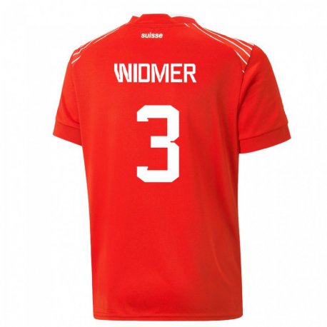 Kandiny Niño Camiseta Suiza Silvan Widmer #3 Rojo 1ª Equipación 22-24 La Camisa Chile