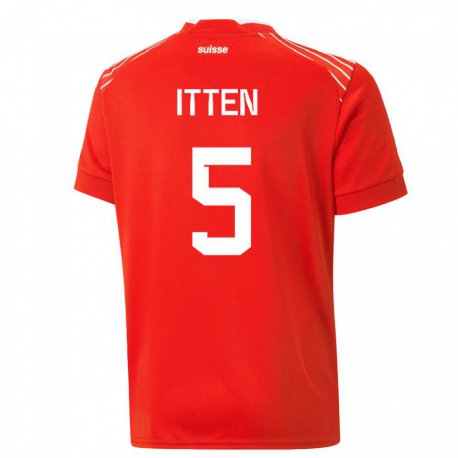 Kandiny Niño Camiseta Suiza Cedric Itten #5 Rojo 1ª Equipación 22-24 La Camisa Chile
