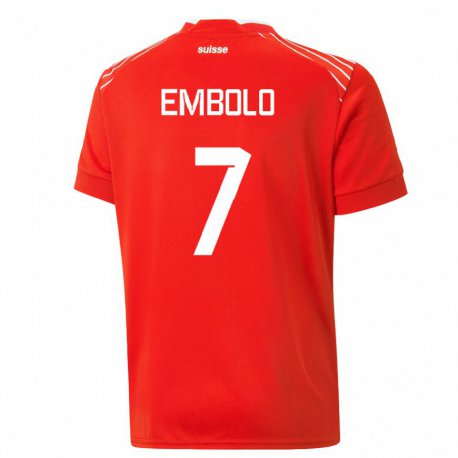 Kandiny Niño Camiseta Suiza Breel Embolo #7 Rojo 1ª Equipación 22-24 La Camisa Chile