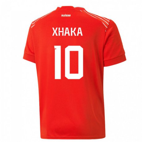 Kandiny Niño Camiseta Suiza Granit Xhaka #10 Rojo 1ª Equipación 22-24 La Camisa Chile
