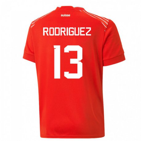 Kandiny Niño Camiseta Suiza Ricardo Rodriguez #13 Rojo 1ª Equipación 22-24 La Camisa Chile