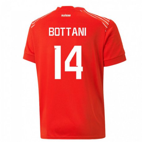 Kandiny Niño Camiseta Suiza Mattia Bottani #14 Rojo 1ª Equipación 22-24 La Camisa Chile