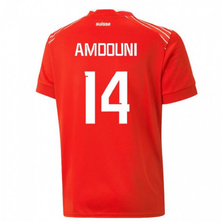 Kandiny Niño Camiseta Suiza Mohamed Zeki Amdouni #14 Rojo 1ª Equipación 22-24 La Camisa Chile