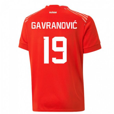 Kandiny Niño Camiseta Suiza Mario Gavranovic #19 Rojo 1ª Equipación 22-24 La Camisa Chile