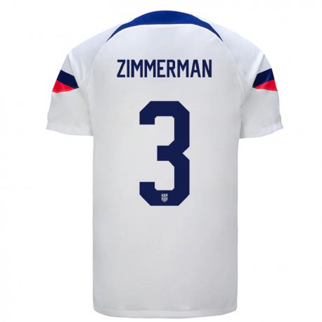 Kandiny Niño Camiseta Estados Unidos Walker Zimmerman #3 Blanco 1ª Equipación 22-24 La Camisa Chile