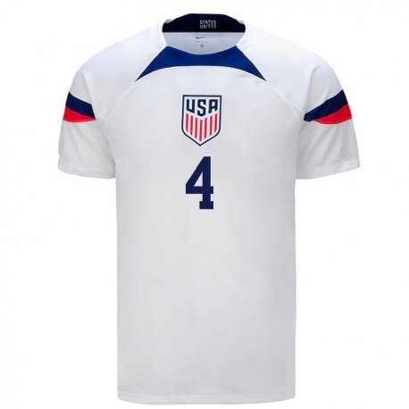 Kandiny Niño Camiseta Estados Unidos Tyler Adams #4 Blanco 1ª Equipación 22-24 La Camisa Chile