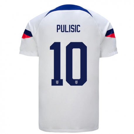 Kandiny Niño Camiseta Estados Unidos Christian Pulisic #10 Blanco 1ª Equipación 22-24 La Camisa Chile