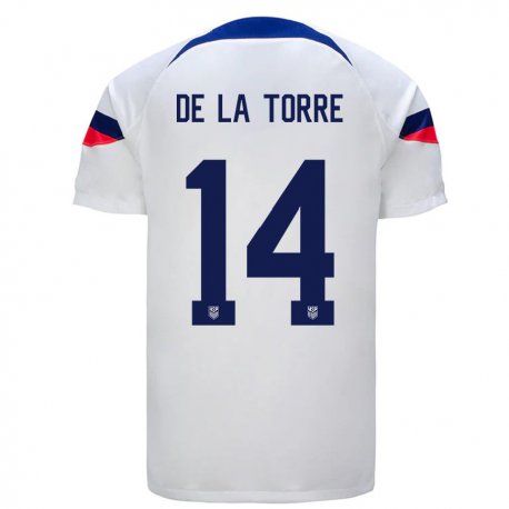 Kandiny Niño Camiseta Estados Unidos Luca De La Torre #14 Blanco 1ª Equipación 22-24 La Camisa Chile