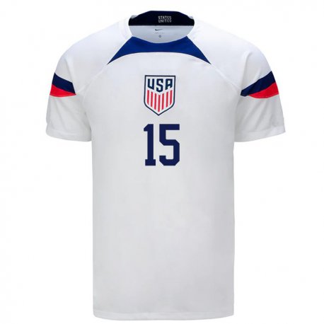 Kandiny Niño Camiseta Estados Unidos Aaron Long #15 Blanco 1ª Equipación 22-24 La Camisa Chile