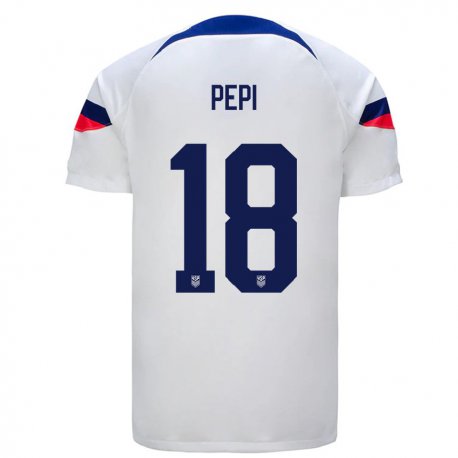 Kandiny Niño Camiseta Estados Unidos Ricardo Pepi #18 Blanco 1ª Equipación 22-24 La Camisa Chile