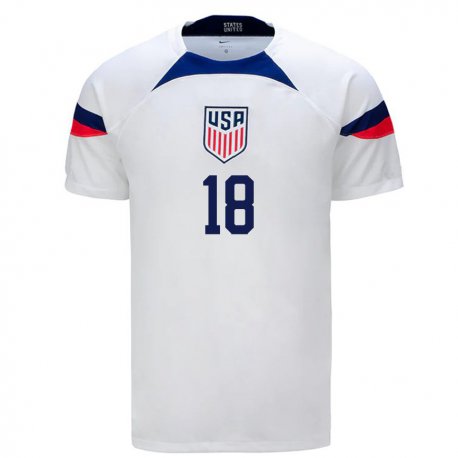 Kandiny Niño Camiseta Estados Unidos Ricardo Pepi #18 Blanco 1ª Equipación 22-24 La Camisa Chile