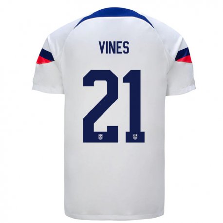 Kandiny Niño Camiseta Estados Unidos Sam Vines #21 Blanco 1ª Equipación 22-24 La Camisa Chile