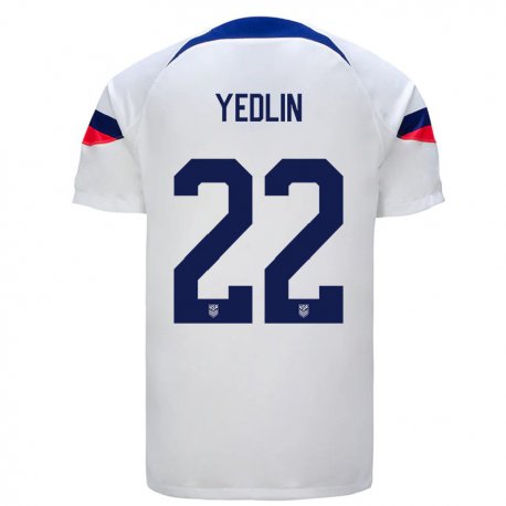 Kandiny Niño Camiseta Estados Unidos Deandre Yedlin #22 Blanco 1ª Equipación 22-24 La Camisa Chile
