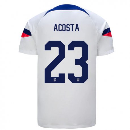 Kandiny Niño Camiseta Estados Unidos Kellyn Acosta #23 Blanco 1ª Equipación 22-24 La Camisa Chile