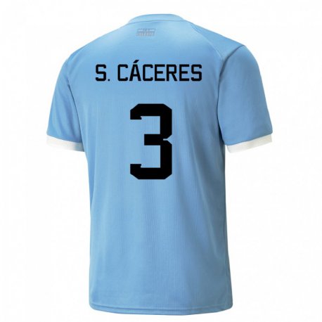 Kandiny Niño Camiseta Uruguay Sebastian Caceres #3 Azul 1ª Equipación 22-24 La Camisa Chile