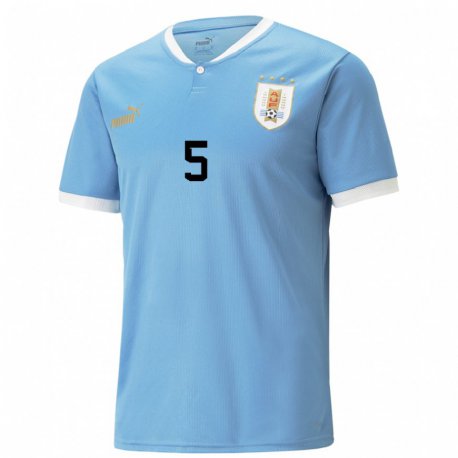 Kandiny Niño Camiseta Uruguay Matias Vecino #5 Azul 1ª Equipación 22-24 La Camisa Chile