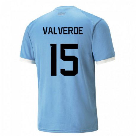 Kandiny Niño Camiseta Uruguay Federico Valverde #15 Azul 1ª Equipación 22-24 La Camisa Chile
