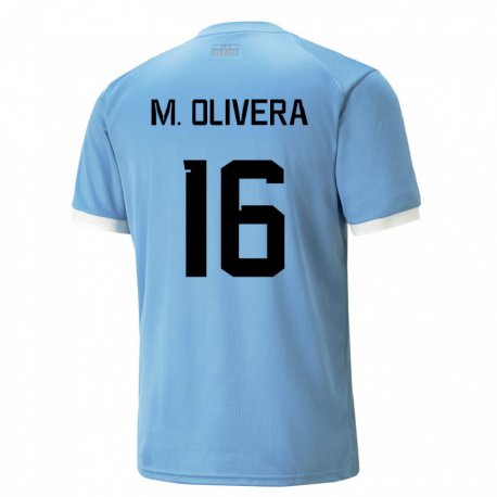 Kandiny Niño Camiseta Uruguay Mathias Olivera #16 Azul 1ª Equipación 22-24 La Camisa Chile